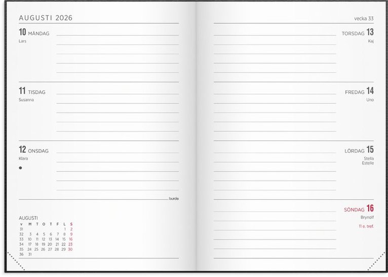 Kalender 2026 Senator A6 Vega svart, Övrigt