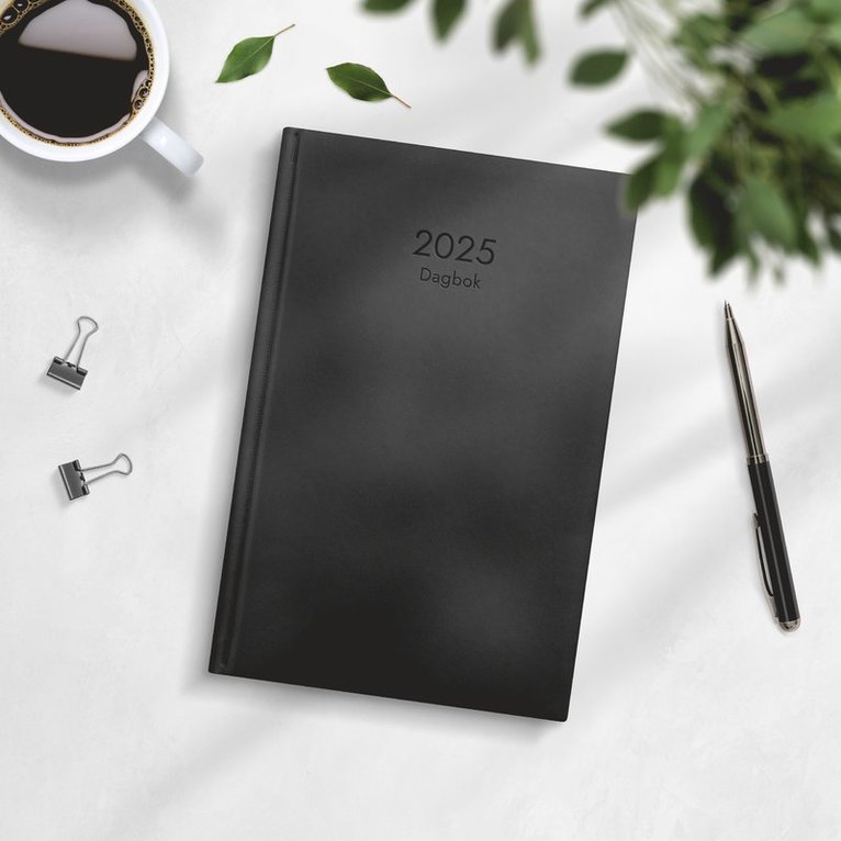 Kalender 2025 Dagbok svart konstläder, Övrigt