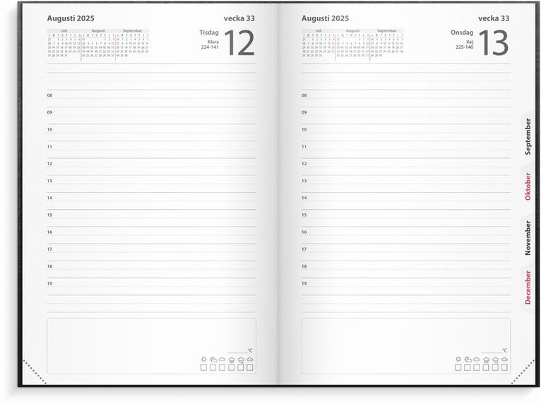 Kalender 2025 Dagbok svart konstläder, Övrigt
