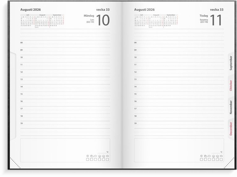 Kalender 2026 Dagbok svart konstläder, Övrigt