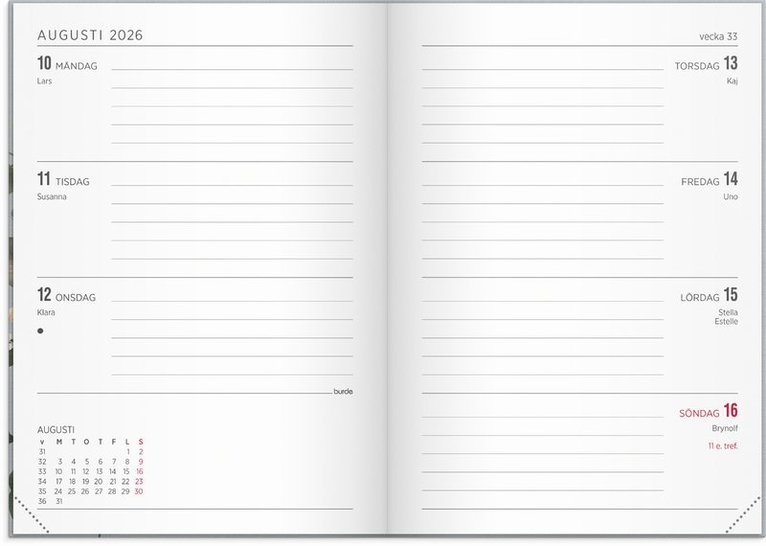 Kalender 2026 Senator A6 Flora, Övrigt