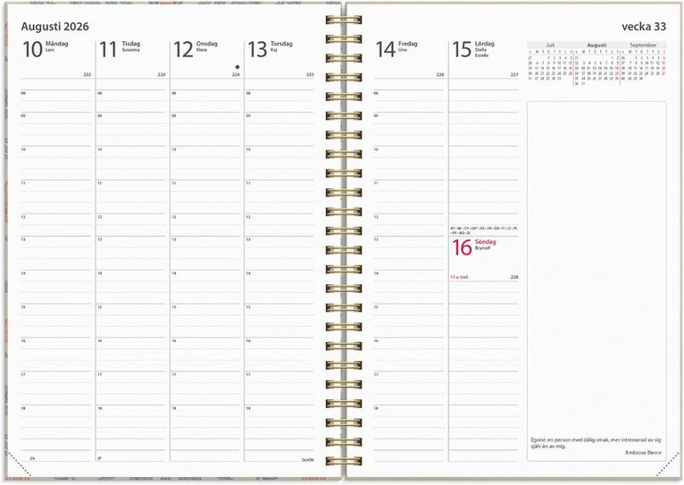 Kalender 2026 Senator A5 blommor Morris, Övrigt