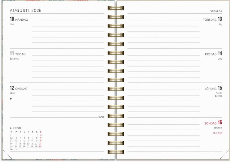 Kalender 2026 Senator A6 blommor Morris, Övrigt