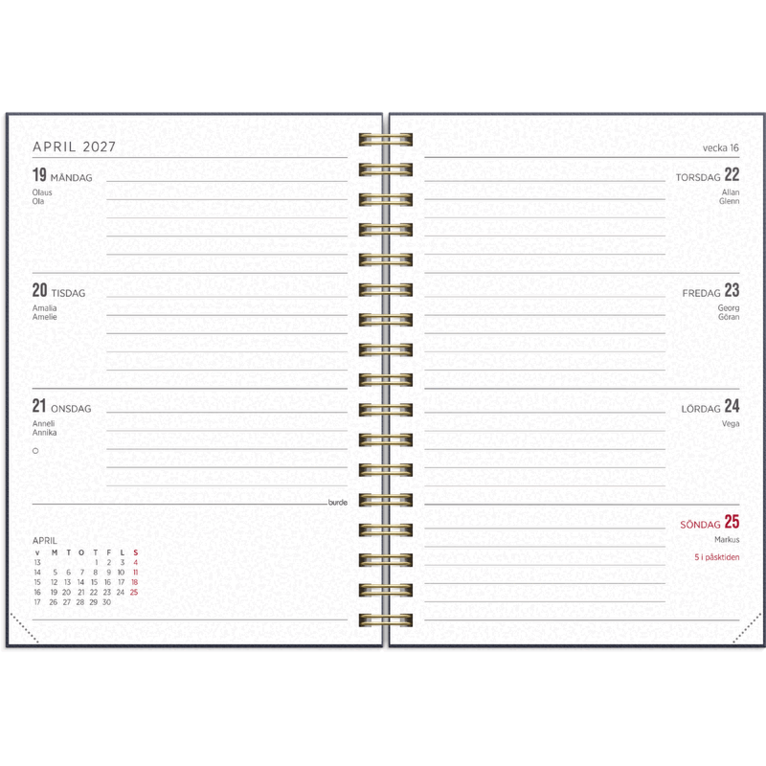 Kalender 2027 Senator A6 Blommönster, Övrigt