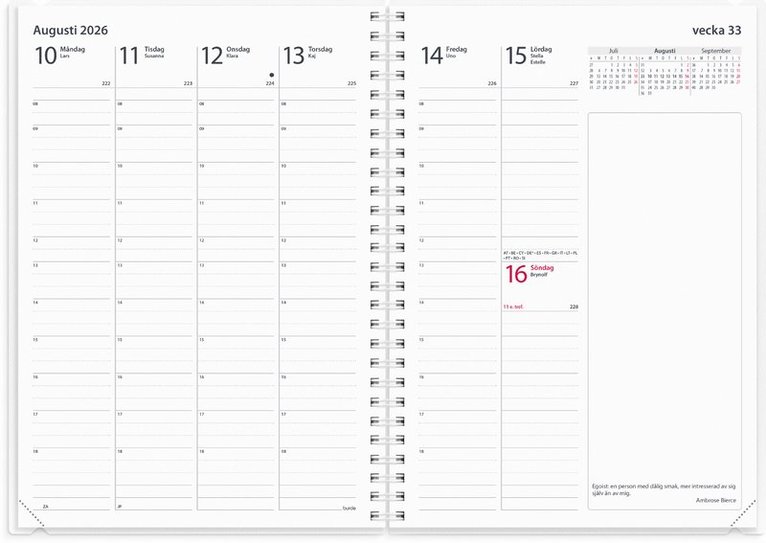 Kalender 2026 Business 4i1, Övrigt