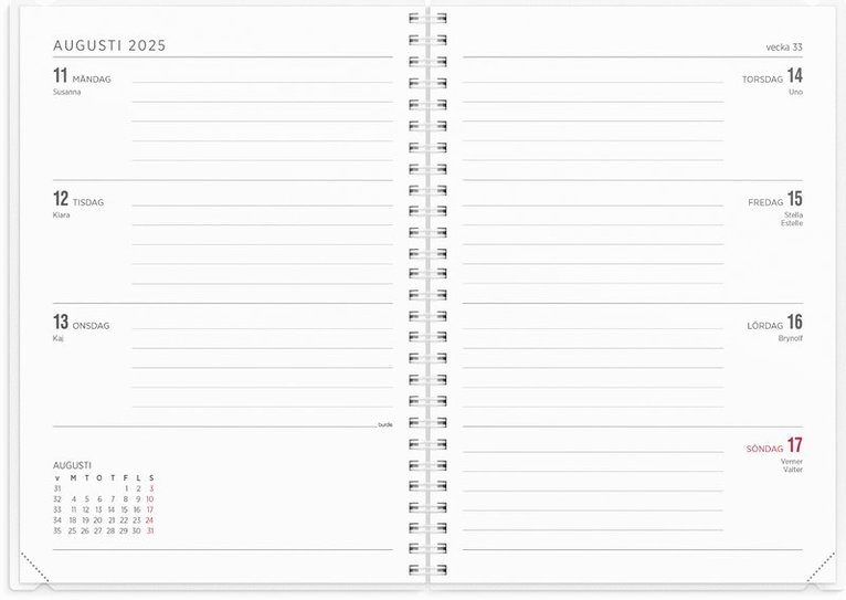 Kalender 2025 Senator A5 4i1, Övrigt