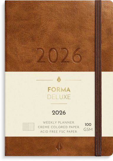 Kalender 2026 Liten Veckokalender Forma Deluxe brun 1
