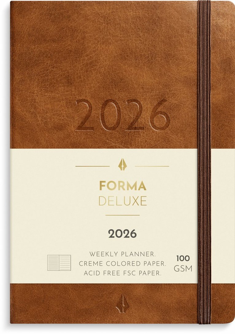 Kalender 2026 Liten Veckokalender Forma Deluxe brun, Övrigt