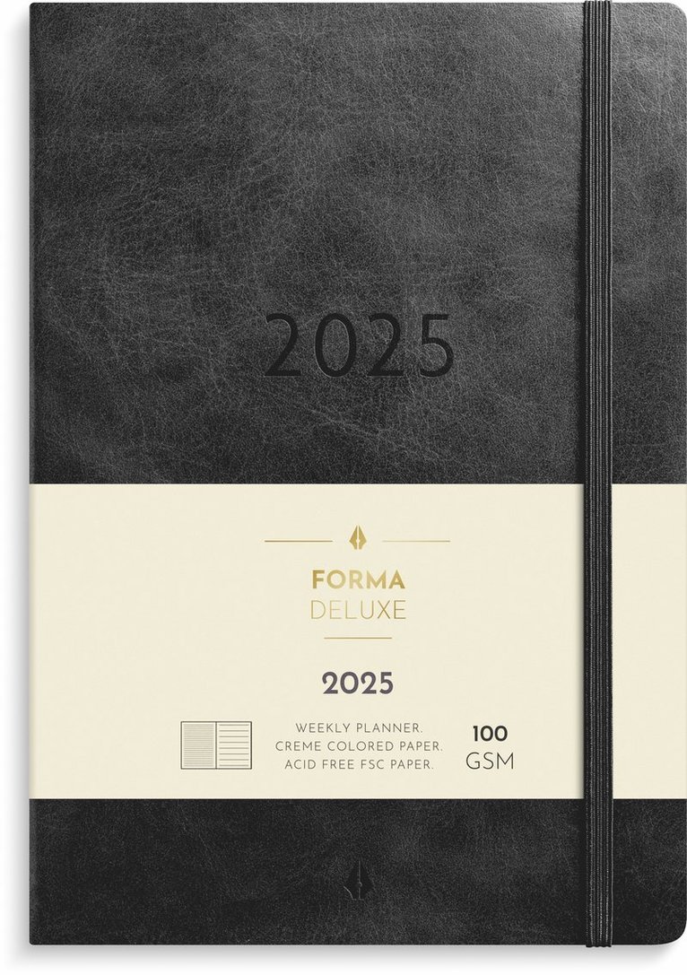 Kalender 2025 Stor Veckokalender Forma Deluxe svart, Övrigt