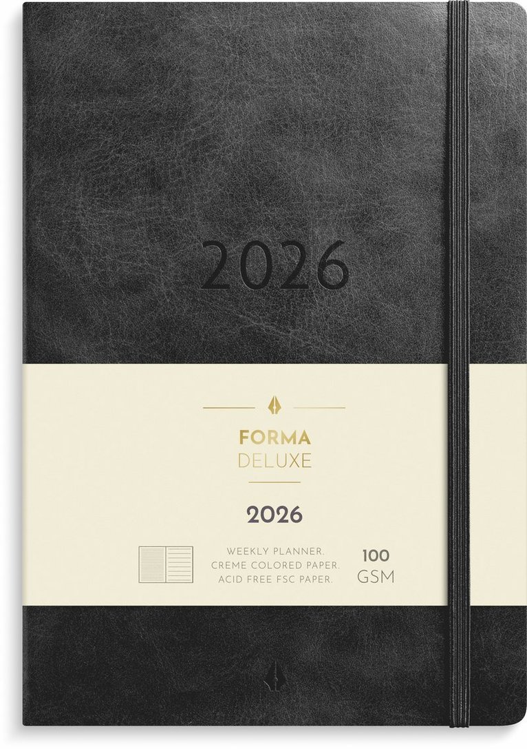 Kalender 2026 Stor Veckokalender Forma Deluxe svart, Övrigt
