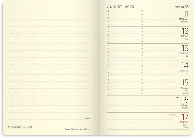 Kalender 2025 Liten Veckokalender Forma Deluxe svart, Övrigt