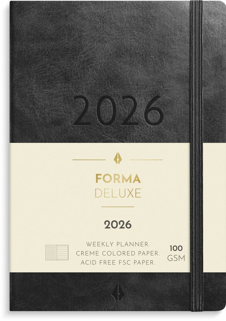 Kalender 2026 Liten Veckokalender Forma Deluxe svart, Övrigt
