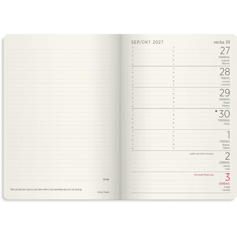 Liten Veckokalender Forma Deluxe 2027 svart, Övrigt