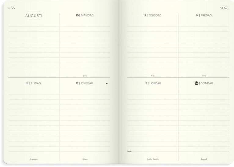 Kalender 2026 Weekly Deluxe, Övrigt