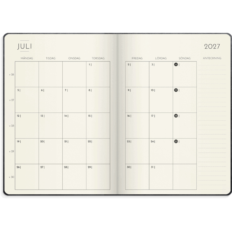 Kalender 2027 Weekly Deluxe, Övrigt