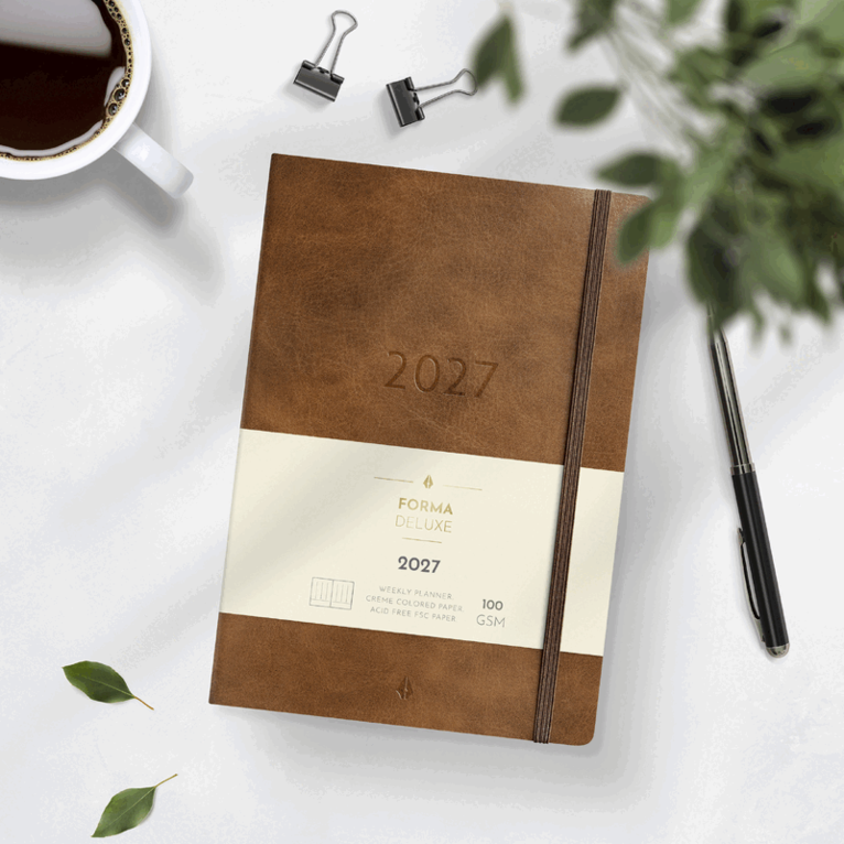 Kalender 2027 Agency A5 Forma Deluxe brun, Övrigt