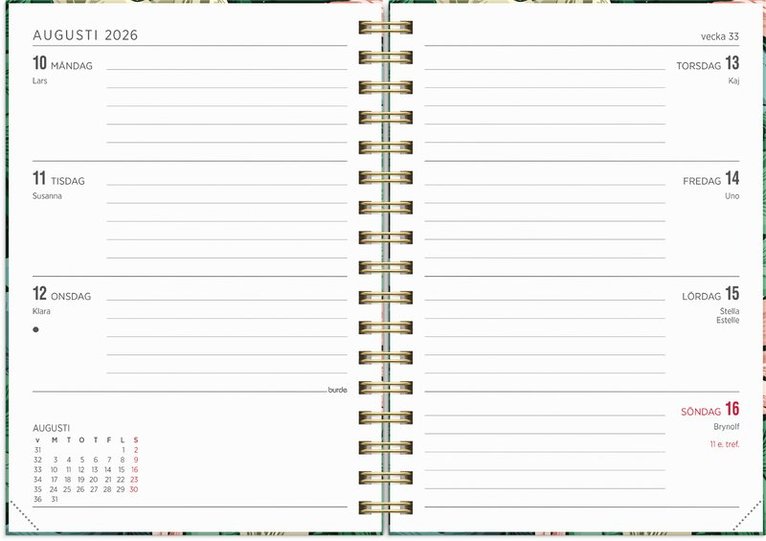Kalender 2026 Senator A6 blad, Övrigt