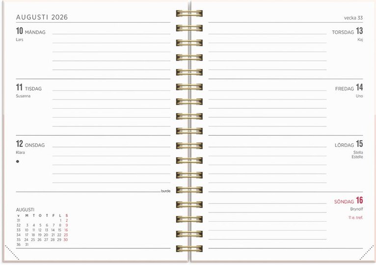 Kalender 2026 Senator A6 två färger, Övrigt