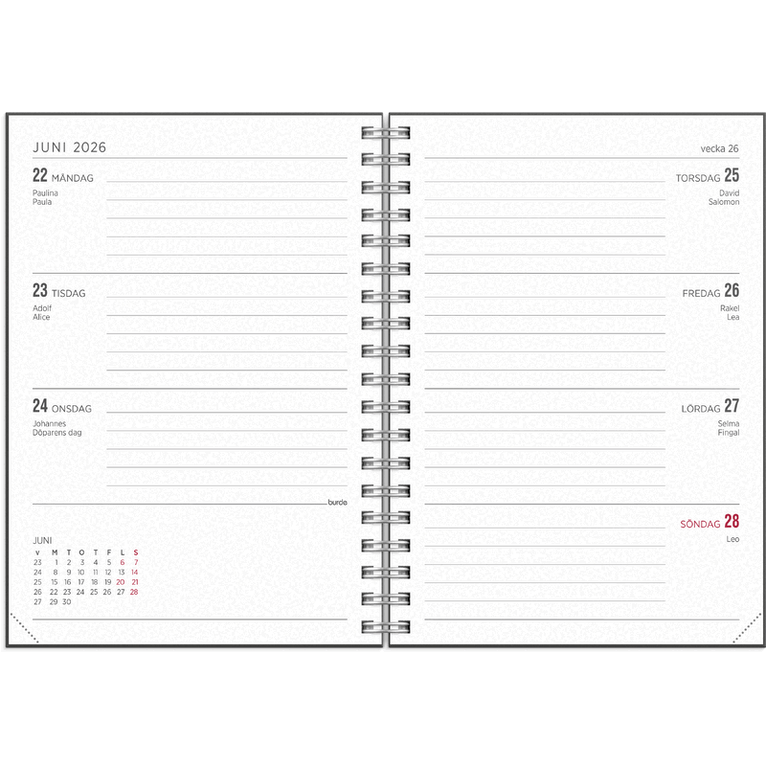 Kalender 2026-2027 Senator A6 Stone, Övrigt