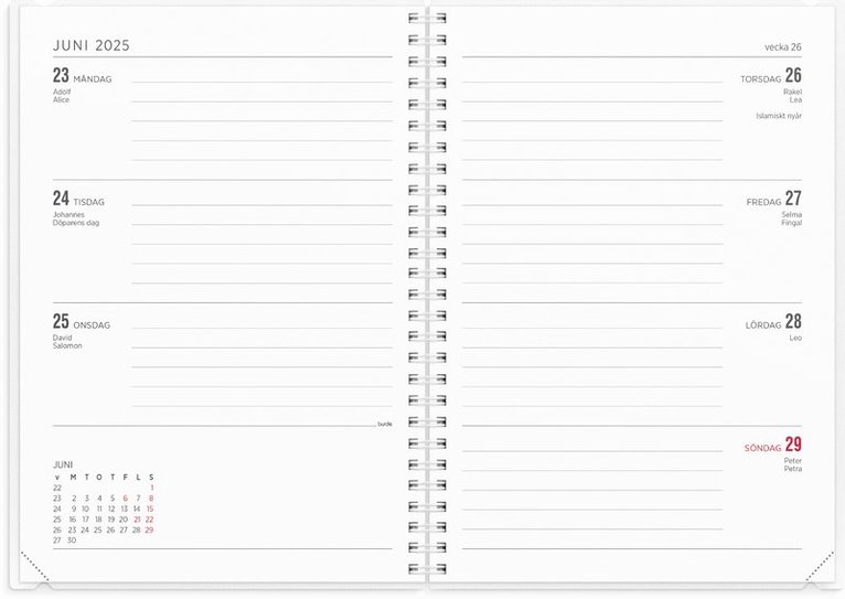 Kalender 2025-2026 Senator A5 4i1, Övrigt