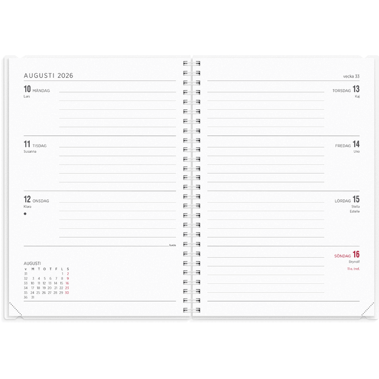 Kalender 2026-2027 Senator A5 4i1, Övrigt