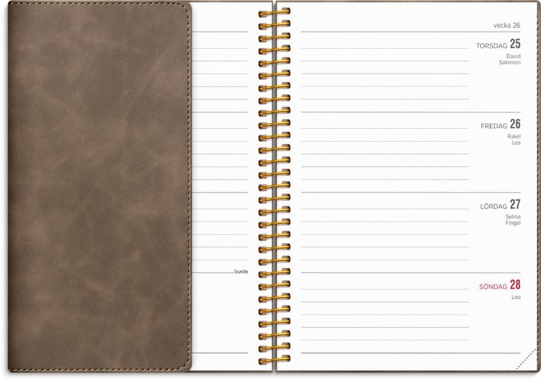 Kalender 2025-2026 Senator A6 Twist mocca, Övrigt