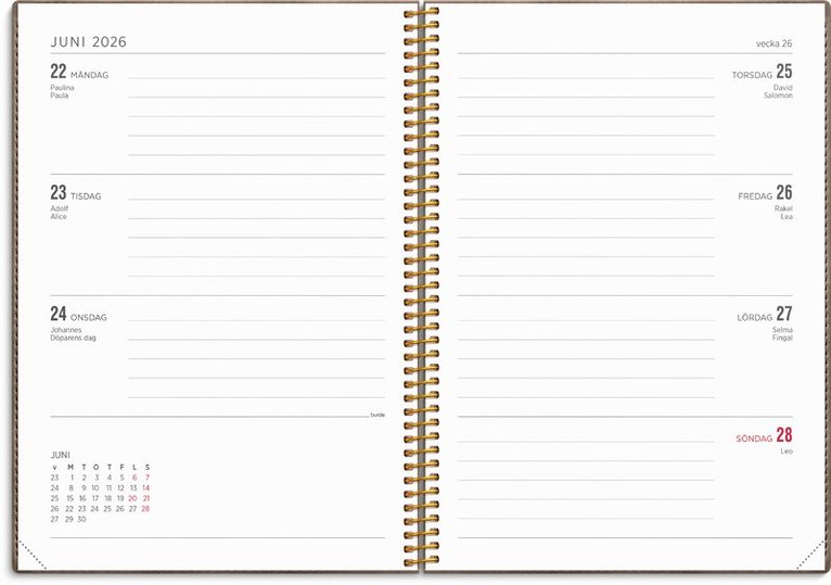 Kalender 2025-2026 Senator A5 Twist mocca, Övrigt