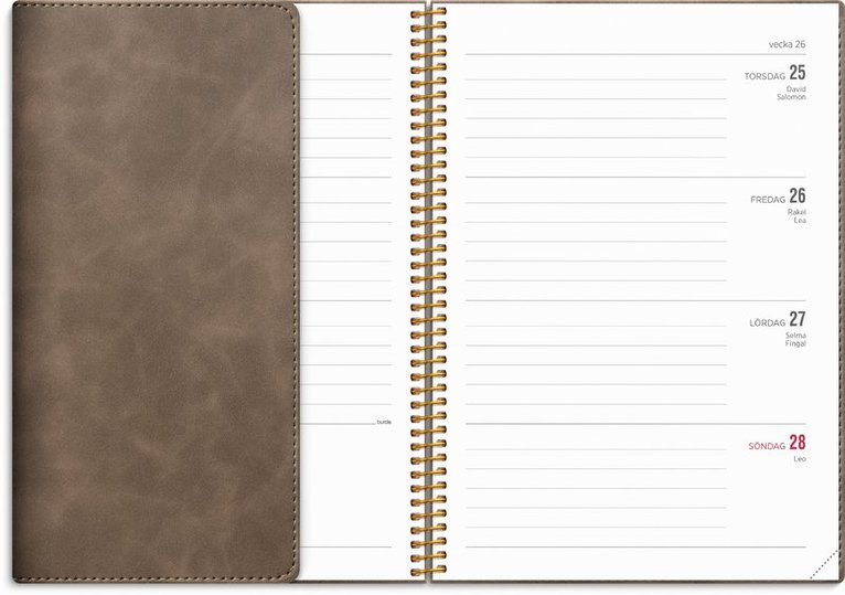 Kalender 2025-2026 Senator A5 Twist mocca, Övrigt