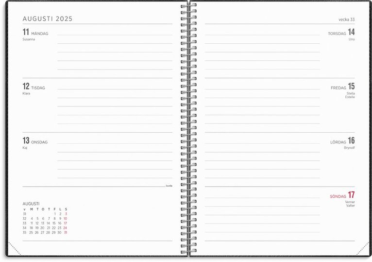 Kalender 2025-2026 Senator A5 Twist svart, Övrigt