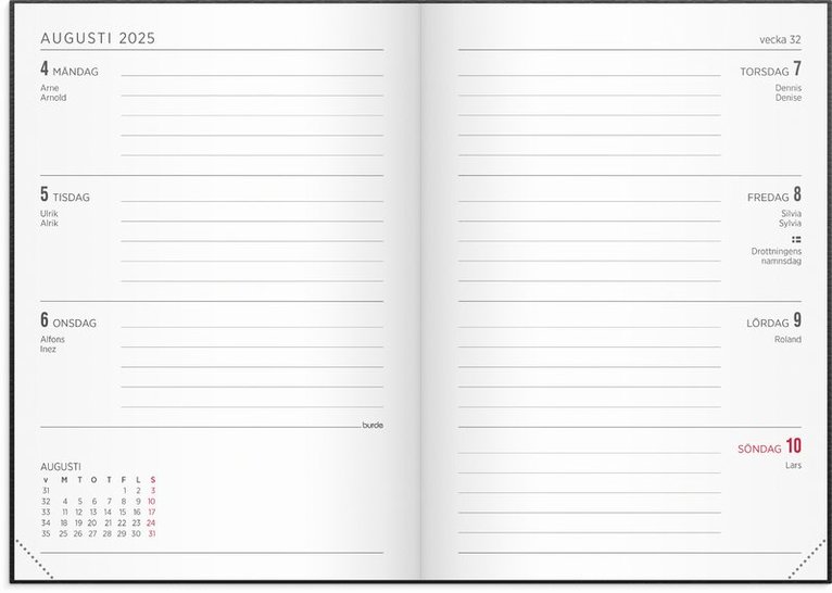 Kalender 2025-2026 Senator A6 Vega, Övrigt