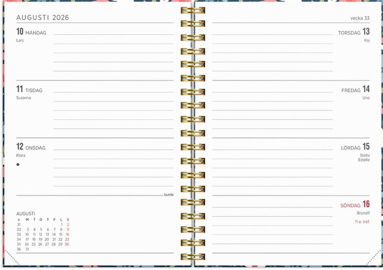 Kalender 2025-2026 Senator A6 småblom, Övrigt