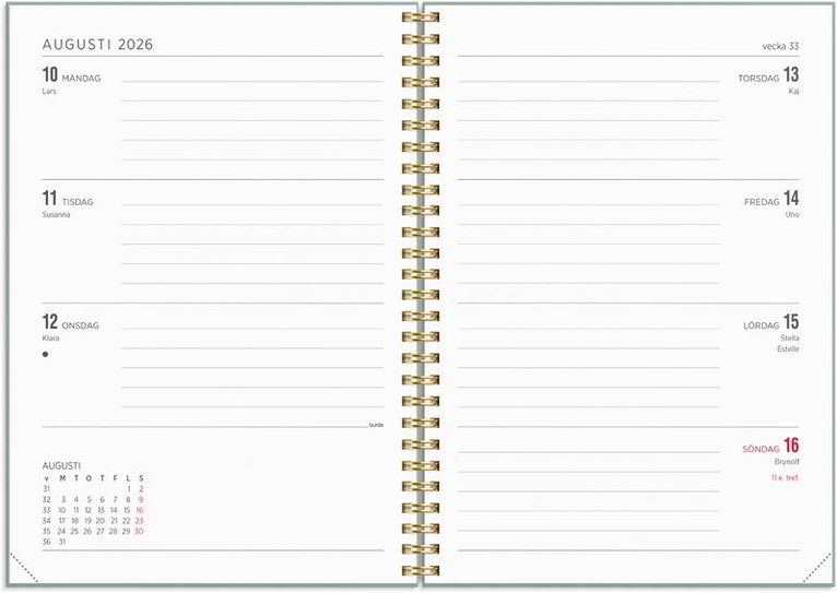 Kalender 2025-2026 Senator A5 blom, Övrigt