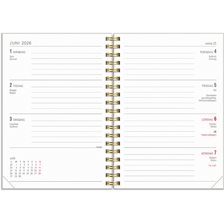 Kalender 2026-2027 Senator A6 blom, Övrigt