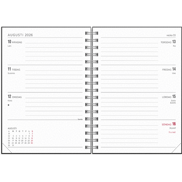 Kalender 2026-2027 Senator A6 textil svart, Övrigt