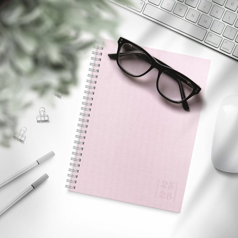Kalender 2025-2026 Study A5 Textile rosa, Övrigt