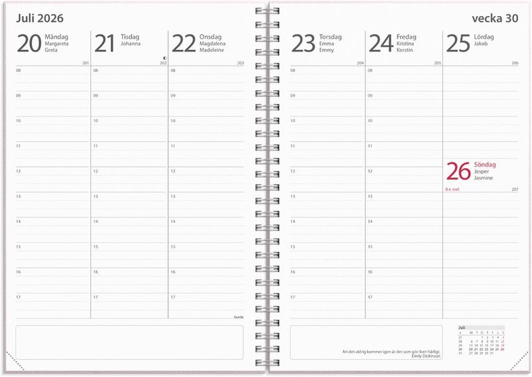 Kalender 2025-2026 Study A5 Textile rosa, Övrigt