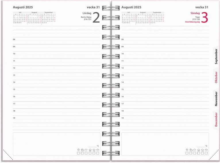Kalender 2025-2026 Dagbok Textile rosa, Övrigt