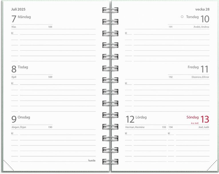 Kalender 2025-2026 Compact Textile grön, Övrigt