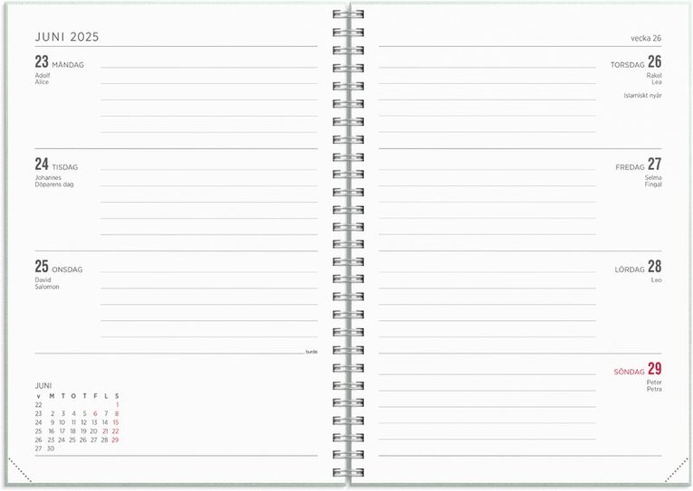 Kalender 2025-2026 Senator A5 Textile grön, Övrigt