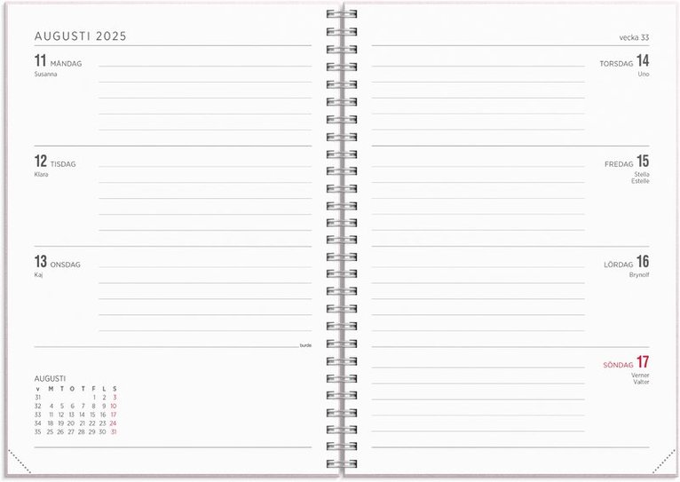 Kalender 2025-2026 Senator A5 Textile rosa, Övrigt