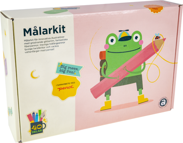 Målarkit Penol rosa (glitterlim, färgpennor, fiberpennor, vaxkritor, vattenfärg)