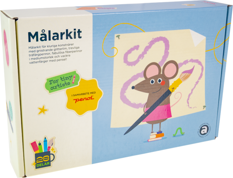 Målarkit Penol blå (glitterlim, färgpennor, fiberpennor jumbo, vattenfärg)