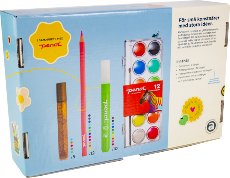 Målarkit Penol blå (glitterlim, färgpennor, fiberpennor jumbo, vattenfärg), Övrigt