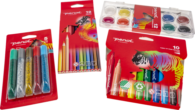 Målarkit Penol blå (glitterlim, färgpennor, fiberpennor jumbo, vattenfärg), Övrigt