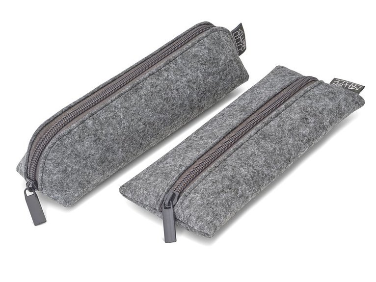 Pennfodral platt återvunnen filt grå, Övrigt