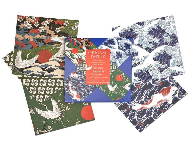 Origami Klassiska Japanska mönster 75 ark i 5 motiv, Övrigt