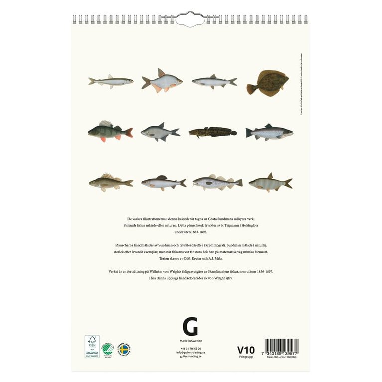 Väggkalender 2026 Fiskar, Övrigt