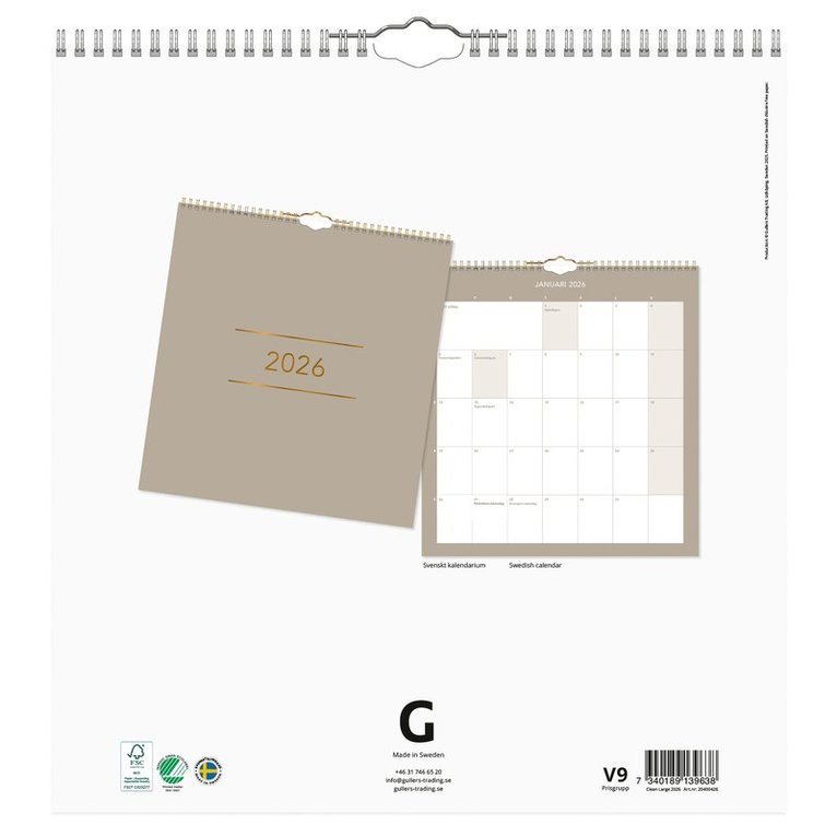Väggkalender 2026 Clean, Övrigt