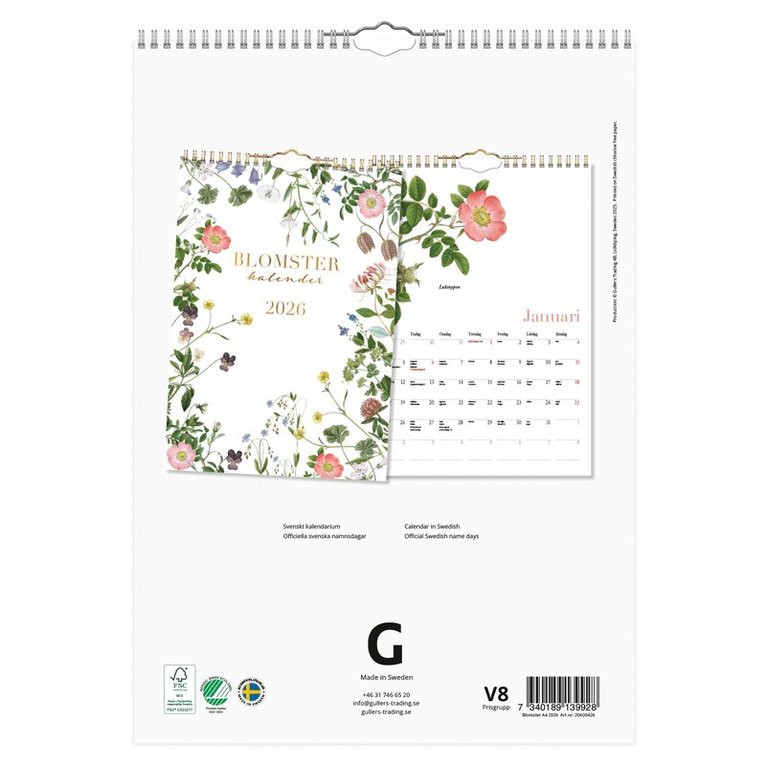 Väggkalender 2026 Blomster A4, Övrigt