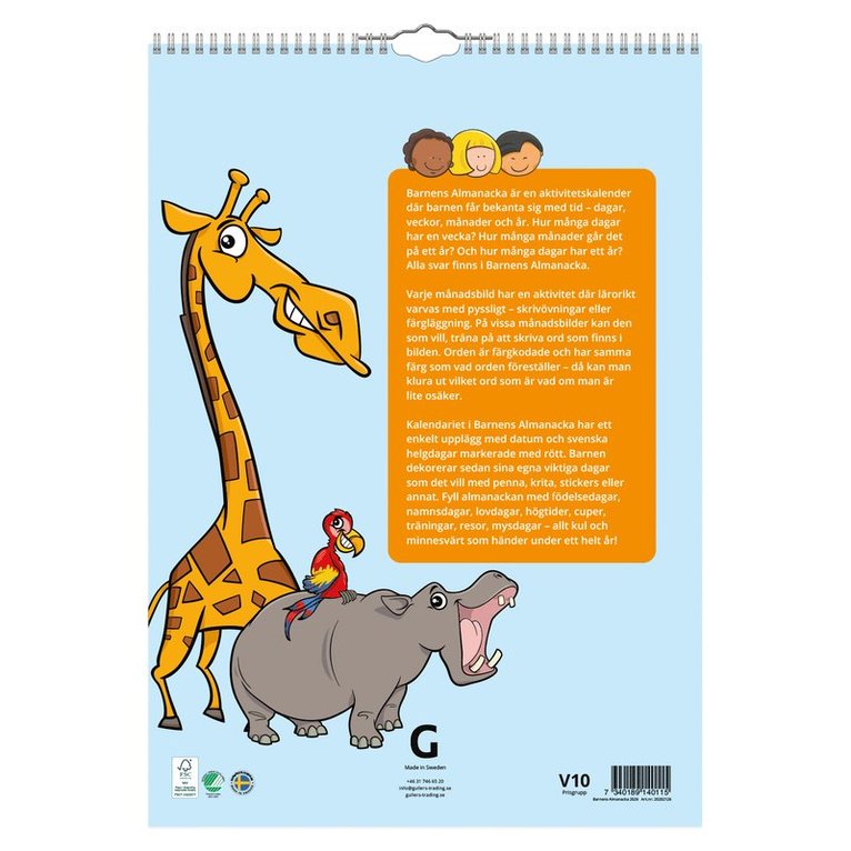 Väggkalender 2026 Barnens Almanacka, Övrigt